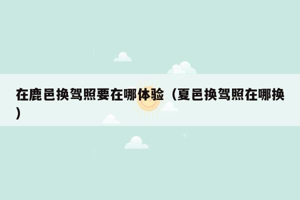 在鹿邑换驾照要在哪体验（夏邑换驾照在哪换）