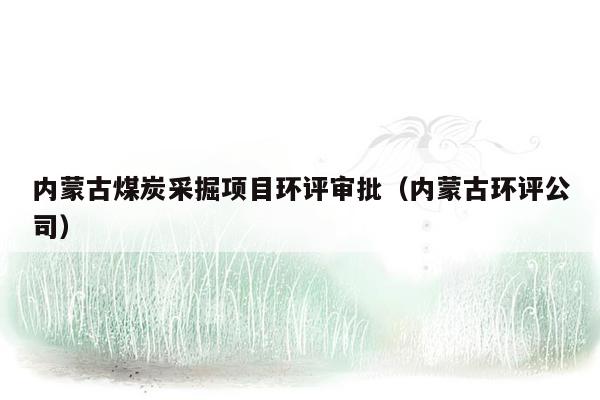 内蒙古煤炭采掘项目环评审批（内蒙古环评公司）
