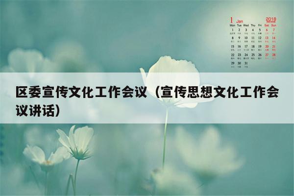 区委宣传文化工作会议（宣传思想文化工作会议讲话）