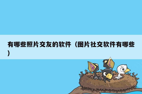 有哪些照片交友的软件（图片社交软件有哪些）