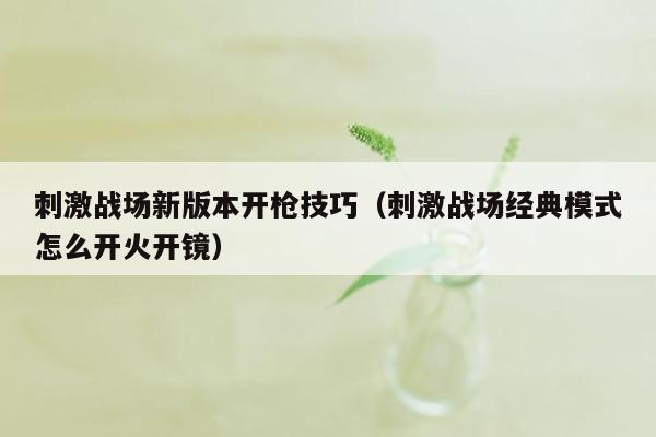 刺激战场新版本开枪技巧（刺激战场经典模式怎么开火开镜）