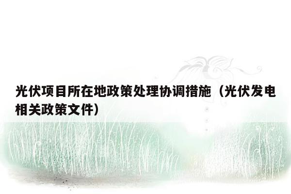光伏项目所在地政策处理协调措施（光伏发电相关政策文件）