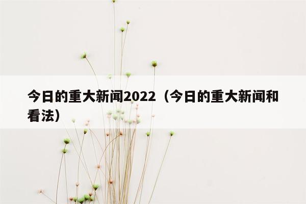 今日的重大新闻2022（今日的重大新闻和看法）