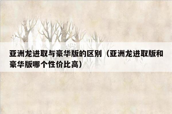 亚洲龙进取与豪华版的区别（亚洲龙进取版和豪华版哪个性价比高）