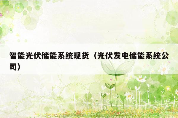 智能光伏储能系统现货（光伏发电储能系统公司）