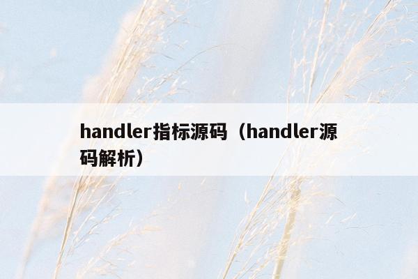 handler指标源码（handler源码解析）