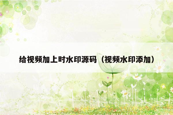 给视频加上时水印源码（视频水印添加）