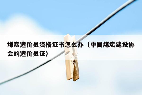 煤炭造价员资格证书怎么办（中国煤炭建设协会的造价员证）