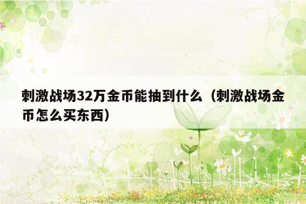 刺激战场32万金币能抽到什么（刺激战场金币怎么买东西）