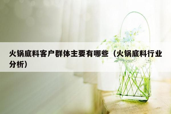 火锅底料客户群体主要有哪些（火锅底料行业分析）