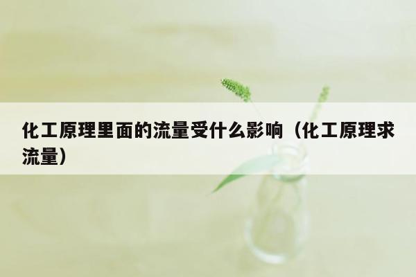 化工原理里面的流量受什么影响（化工原理求流量）