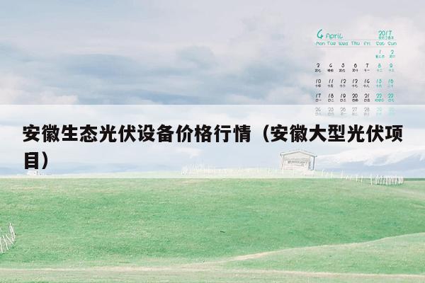 安徽生态光伏设备价格行情（安徽大型光伏项目）