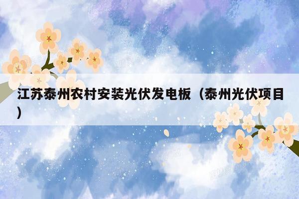 江苏泰州农村安装光伏发电板（泰州光伏项目）