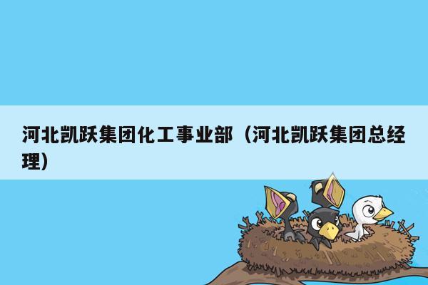 河北凯跃集团化工事业部（河北凯跃集团总经理）
