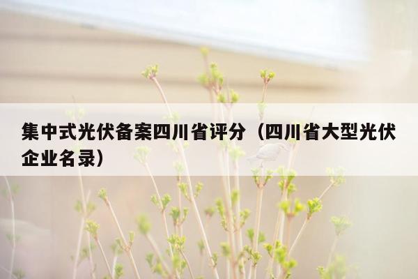 集中式光伏备案四川省评分（四川省大型光伏企业名录）