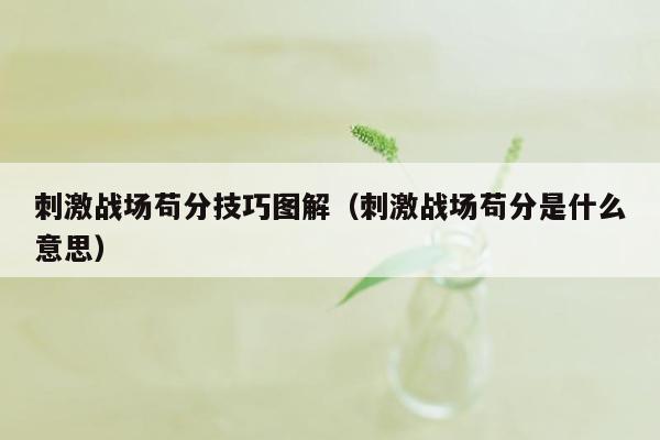 刺激战场苟分技巧图解（刺激战场苟分是什么意思）