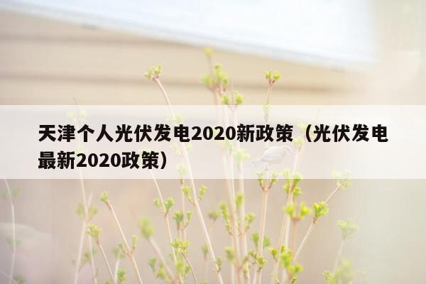 天津个人光伏发电2020新政策（光伏发电最新2020政策）