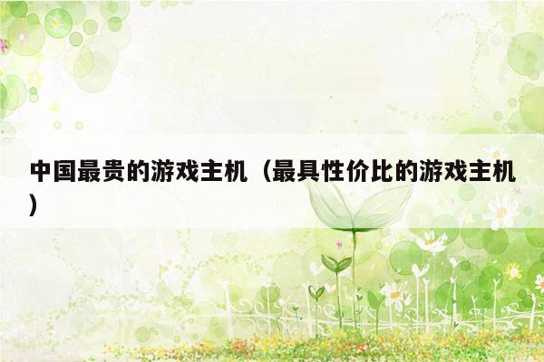中国最贵的游戏主机（最具性价比的游戏主机）