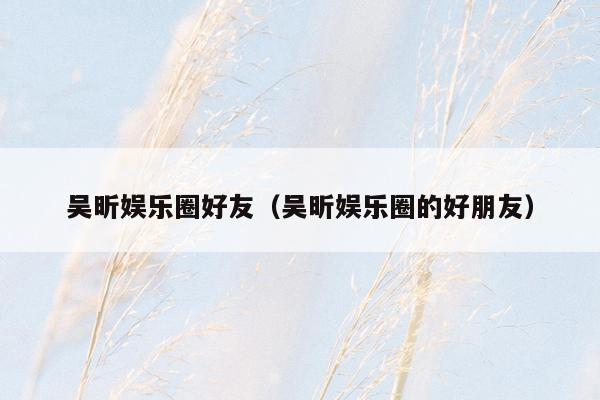 吴昕娱乐圈好友（吴昕娱乐圈的好朋友）