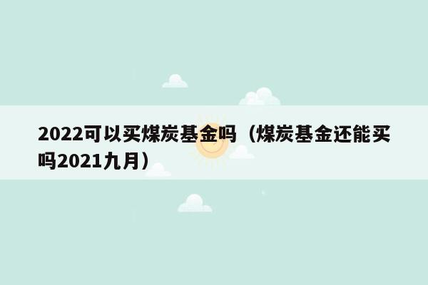 2022可以买煤炭基金吗（煤炭基金还能买吗2021九月）