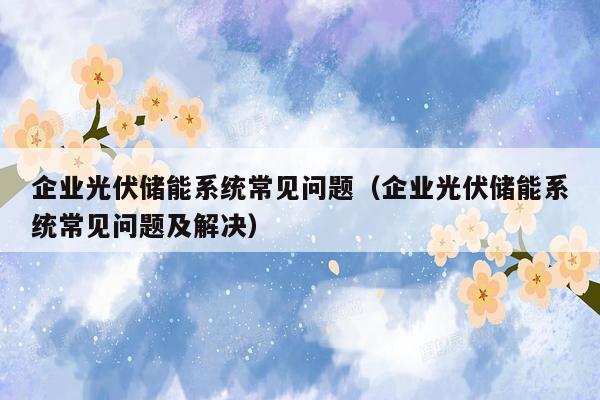 企业光伏储能系统常见问题（企业光伏储能系统常见问题及解决）
