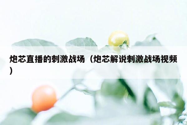 炮芯直播的刺激战场（炮芯解说刺激战场视频）