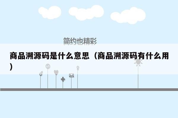 商品溯源码是什么意思（商品溯源码有什么用）