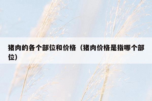 猪肉的各个部位和价格（猪肉价格是指哪个部位）