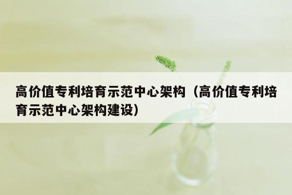 高价值专利培育示范中心架构（高价值专利培育示范中心架构建设）