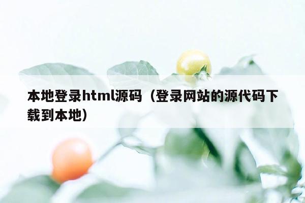 本地登录html源码（登录网站的源代码下载到本地）