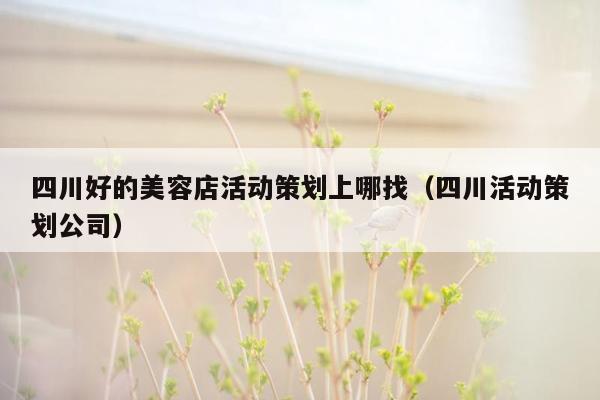 四川好的美容店活动策划上哪找（四川活动策划公司）