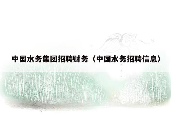 中国水务集团招聘财务（中国水务招聘信息）