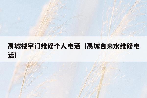 禹城楼宇门维修个人电话（禹城自来水维修电话）