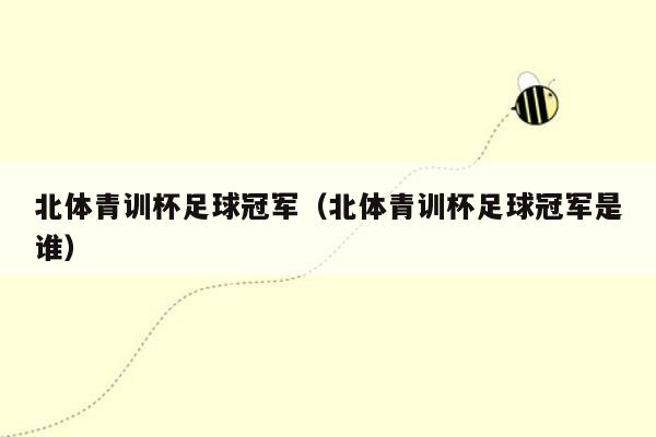北体青训杯足球冠军（北体青训杯足球冠军是谁）