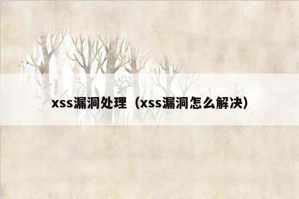xss漏洞处理（xss漏洞怎么解决）