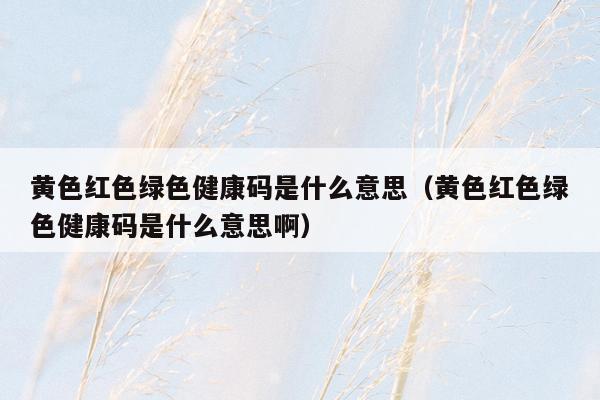 黄色红色绿色健康码是什么意思（黄色红色绿色健康码是什么意思啊）