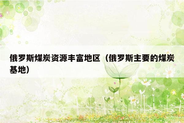 俄罗斯煤炭资源丰富地区（俄罗斯主要的煤炭基地）