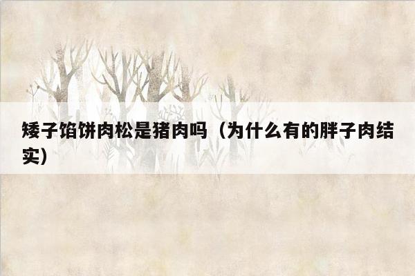 矮子馅饼肉松是猪肉吗（为什么有的胖子肉结实）
