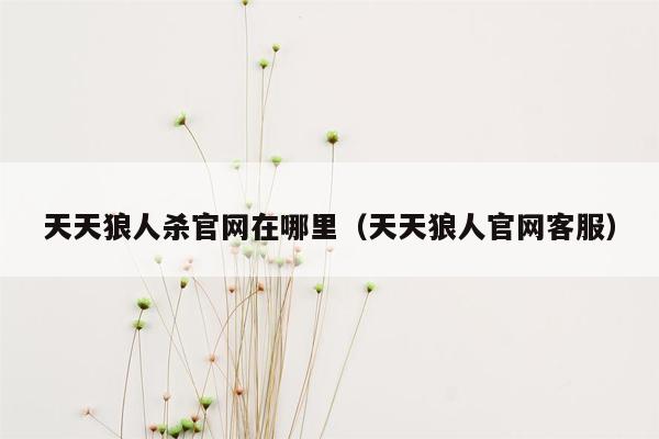 天天狼人杀官网在哪里（天天狼人官网客服）