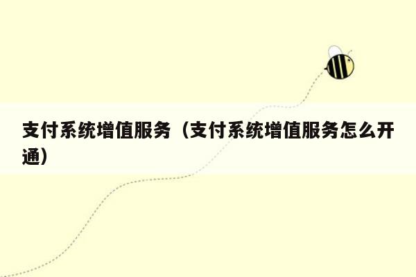 支付系统增值服务（支付系统增值服务怎么开通）