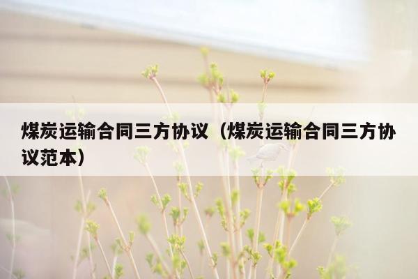 煤炭运输合同三方协议（煤炭运输合同三方协议范本）