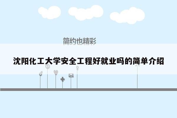 沈阳化工大学安全工程好就业吗的简单介绍