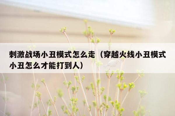 刺激战场小丑模式怎么走（穿越火线小丑模式小丑怎么才能打到人）