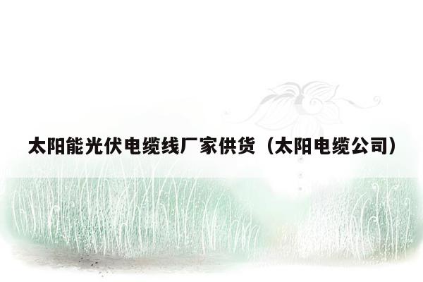 太阳能光伏电缆线厂家供货（太阳电缆公司）