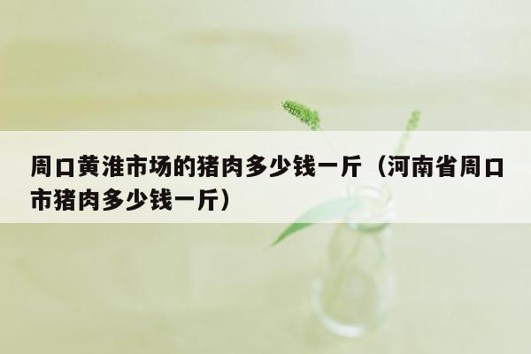 周口黄淮市场的猪肉多少钱一斤（河南省周口市猪肉多少钱一斤）