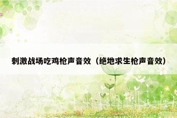刺激战场吃鸡枪声音效（绝地求生枪声音效）