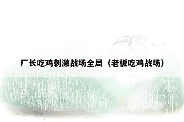厂长吃鸡刺激战场全局（老板吃鸡战场）