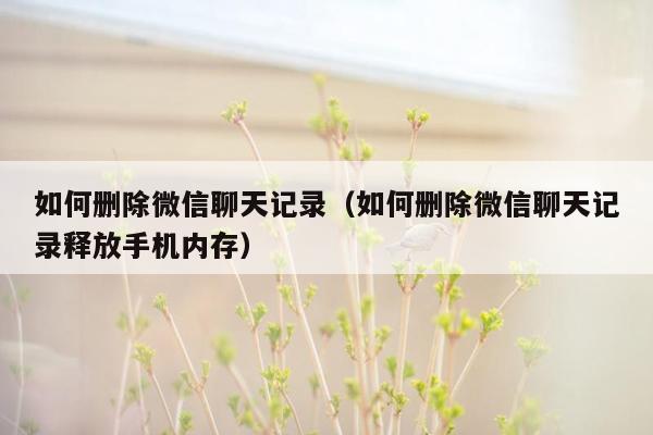 如何删除微信聊天记录（如何删除微信聊天记录释放手机内存）