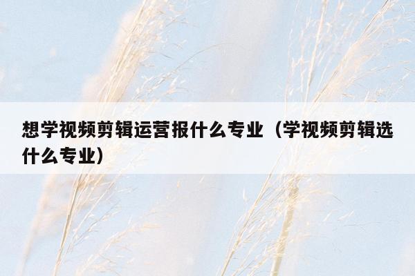想学视频剪辑运营报什么专业（学视频剪辑选什么专业）