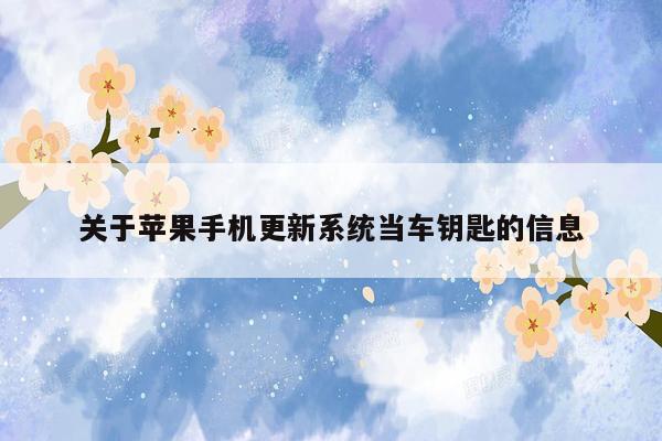 关于苹果手机更新系统当车钥匙的信息